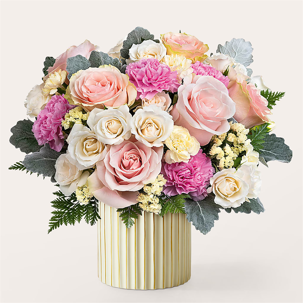 Blissful Moments Bouquet with Ivory Vase – La Veranera Flower Shop, Nashville TN
