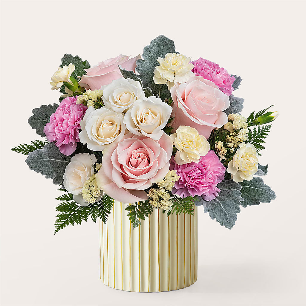 Blissful Moments Bouquet with Ivory Vase – La Veranera Flower Shop, Nashville TN