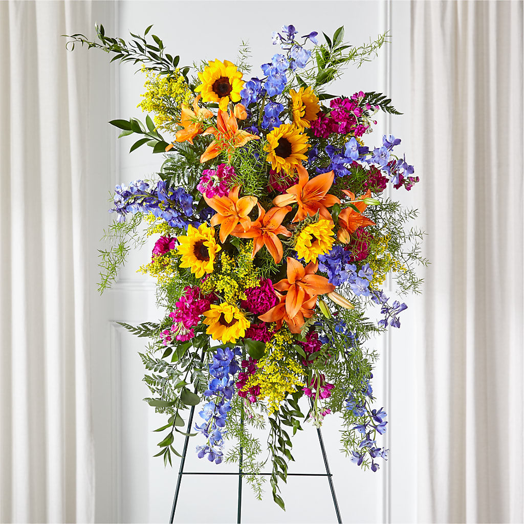 Sunlit Memories Standing Spray (Standard) – La Veranera Flower Shop, Nashville TN