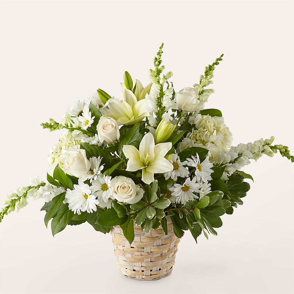 Ivory Elegance Floral Basket – La Veranera Flower Shop, Nashville TN