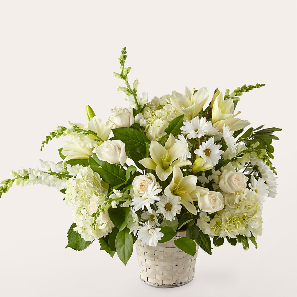 Ivory Elegance Floral Basket – La Veranera Flower Shop, Nashville TN