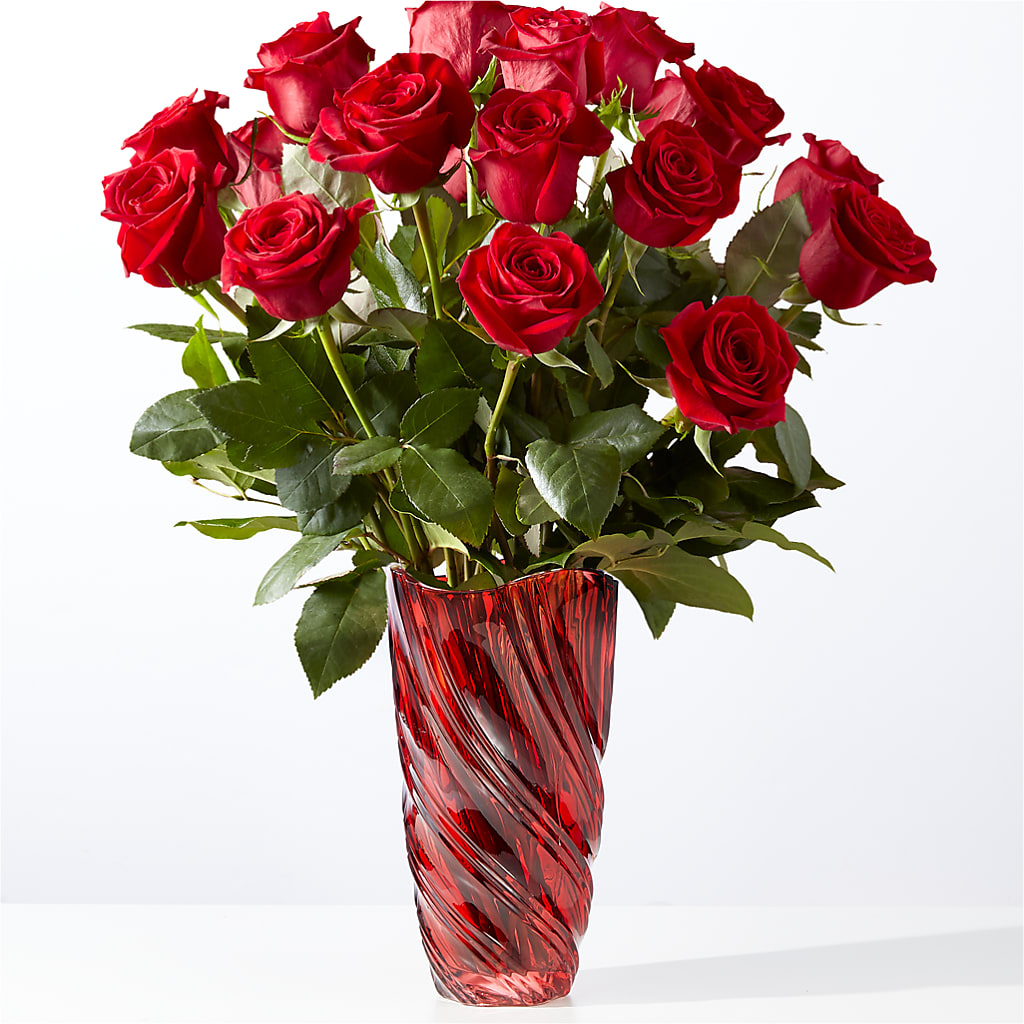 Classic Love Red Rose Bouquet with Luxe Swirl Vase – La Veranera Flower Shop, Nashville TN