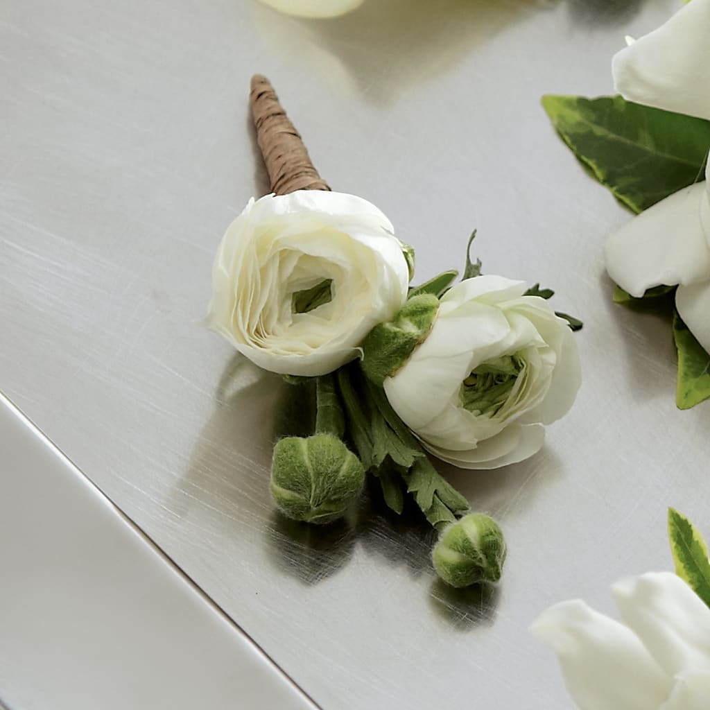 White Ranunculus Boutonniere – La Veranera Flower Shop, Nashville TN