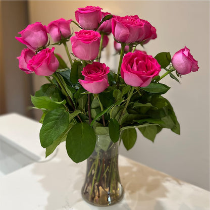 Long Stem Pink Rose Bouquet –  La Veranera Flower Shop, Nashville TN