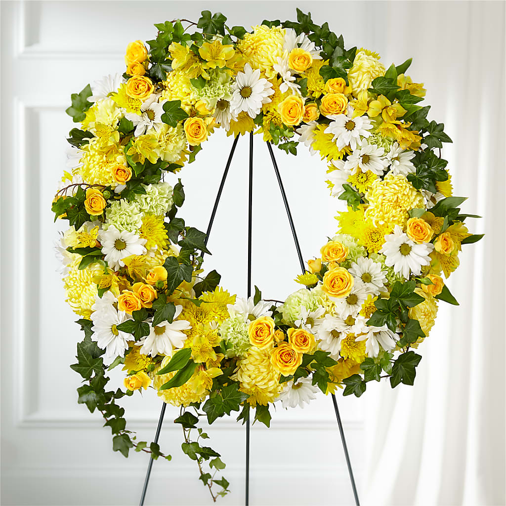 Golden Remembrance Wreath –  La Veranera Flower Shop, Nashville TN