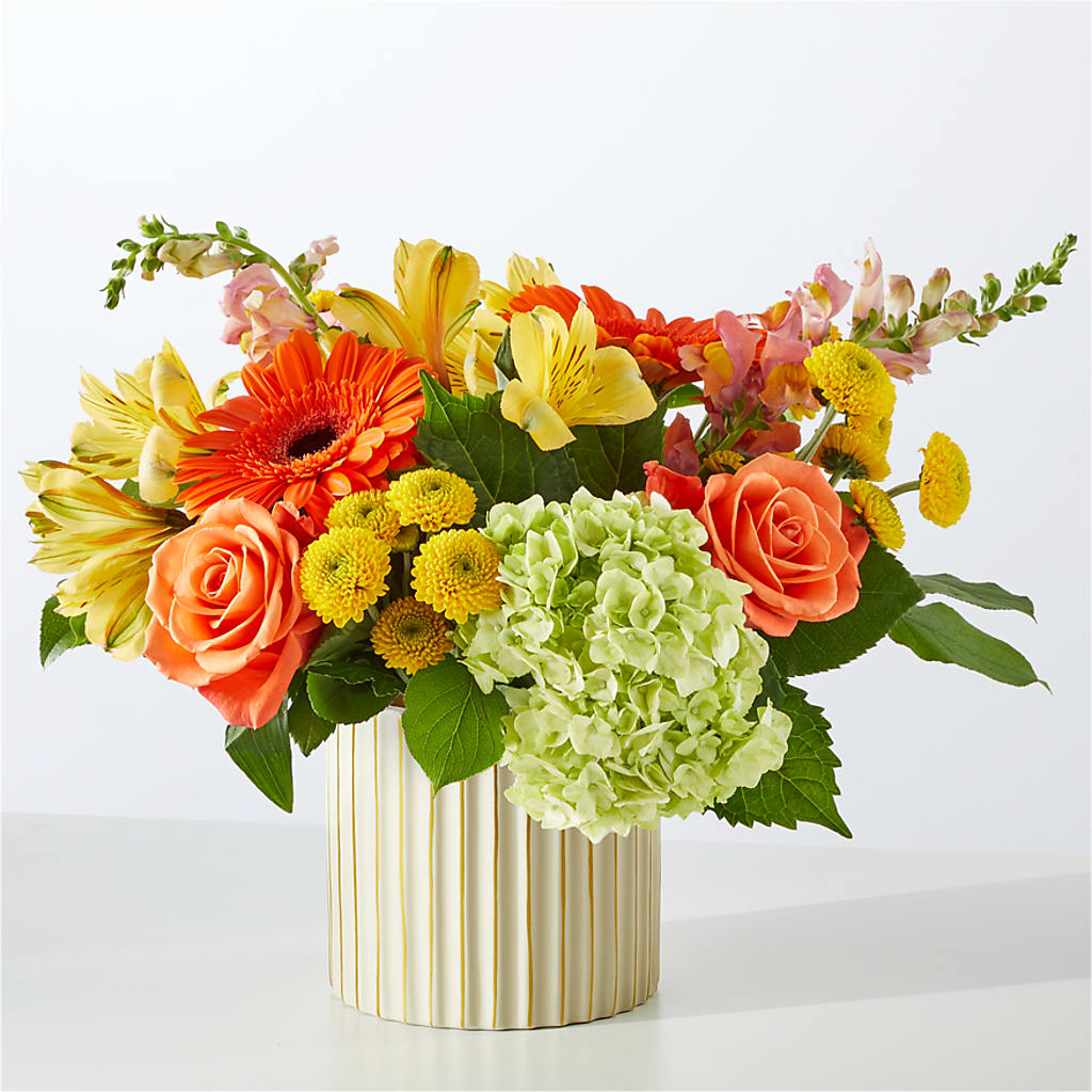 Autumn Sunshine Bouquet with Ivory Vase –  La Veranera Flower Shop, Nashville TN