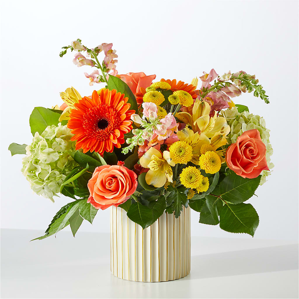 Autumn Sunshine Bouquet with Ivory Vase –  La Veranera Flower Shop, Nashville TN