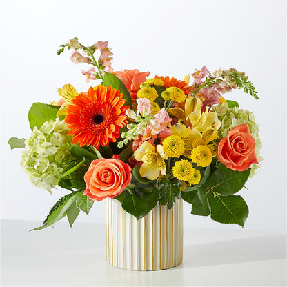 Autumn Sunshine Bouquet with Ivory Vase –  La Veranera Flower Shop, Nashville TN
