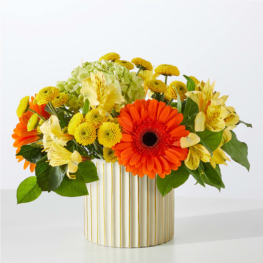 Autumn Sunshine Bouquet with Ivory Vase –  La Veranera Flower Shop, Nashville TN